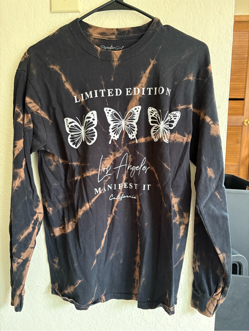 Black Bleached Graphic Long Sleeve Tee